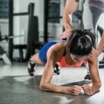A woman doing a plank