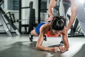 A woman doing a plank