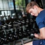 A man using dumbbells