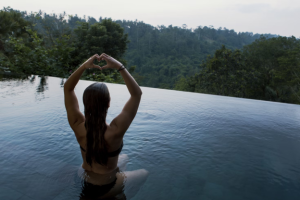 A woman meditating