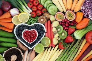 A table of fruits and vegetables