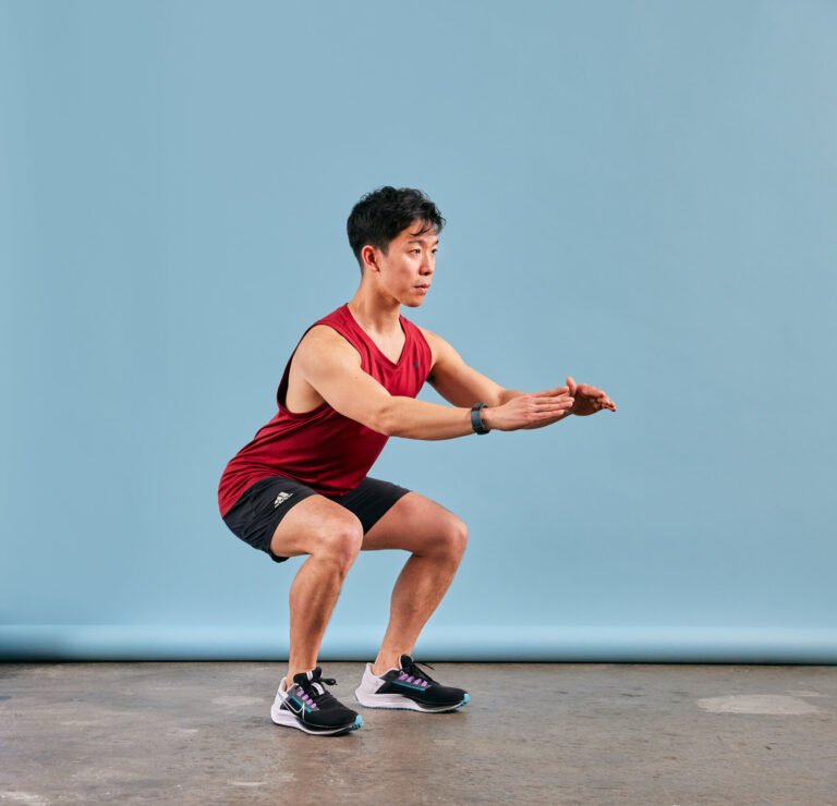 A man performing squats.