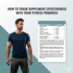 A man standing next to a chart for tracking supplements and fitness progress