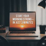 A lap top showing Start Your Morning Strong—In Just 3 Minutes