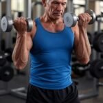A man doing dumbbell curls.