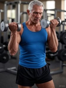 A man doing dumbbell curls.