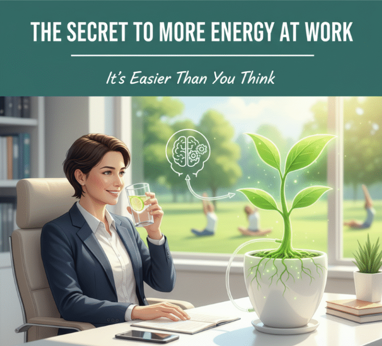 An image of a woman sitting at her office desk.