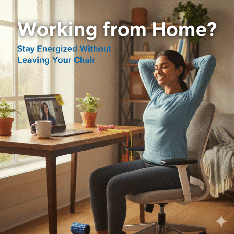 A woman sitting at her desk