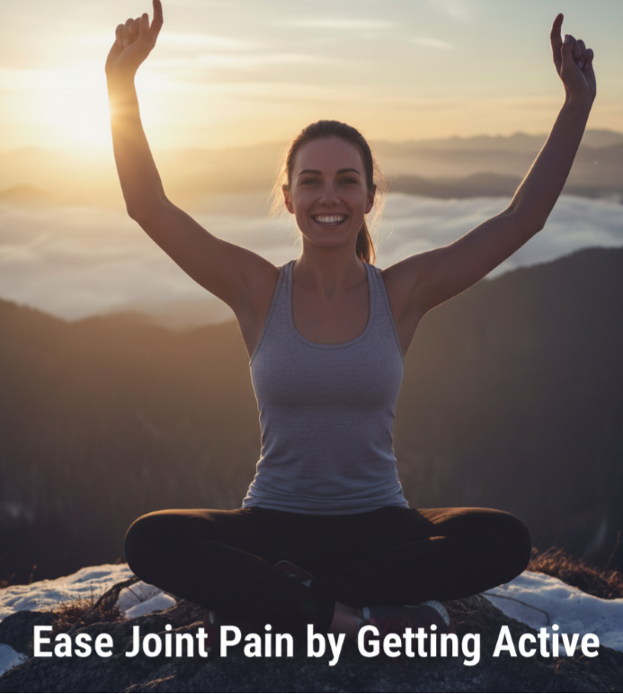 A woman with her arms overhead