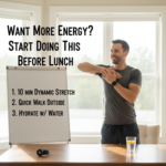 An image of a man doing a stretch at his desk.