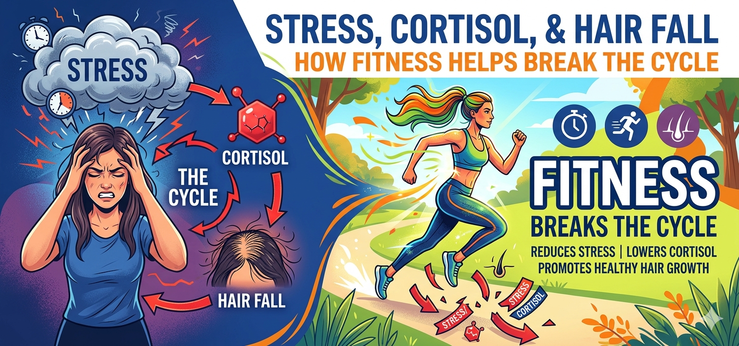 Stress, Cortisol, and Hair Fall: How Fitness Helps Break the Cycle