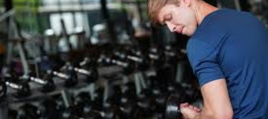 A man using dumbbells