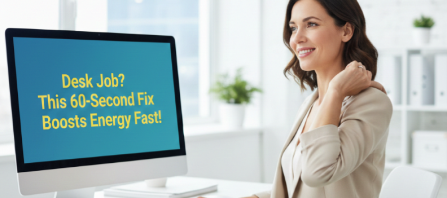 A woman sitting at a desk.