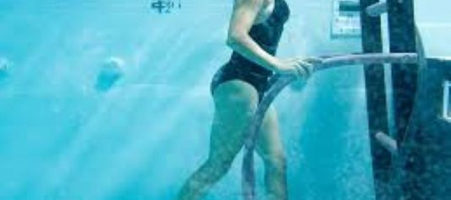waling on a treadmill in a pool