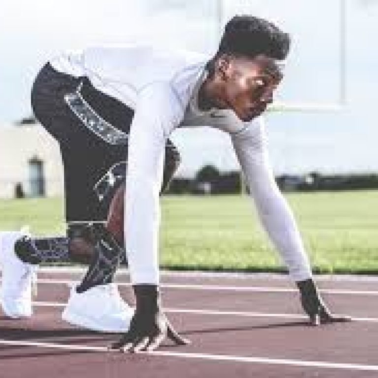 A sprinter in the blocks