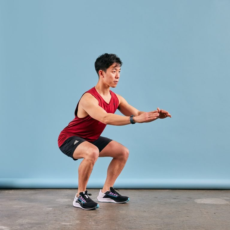 A man doing squats