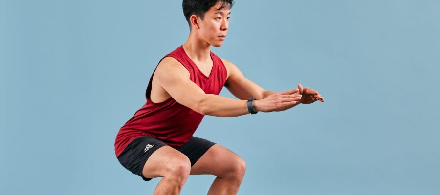 A man doing squats