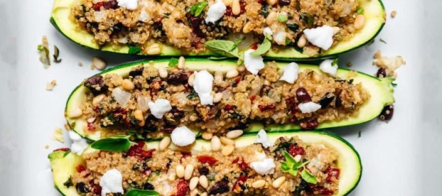 Quinoa Stuffed Zucchini Boats