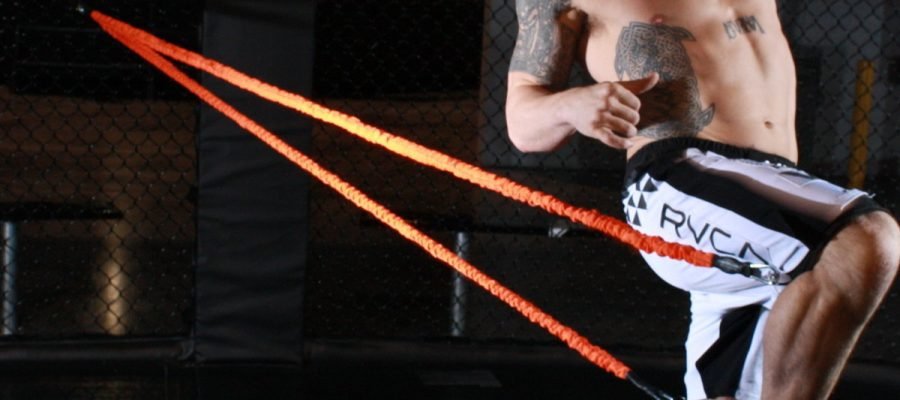 A man using resistance bands