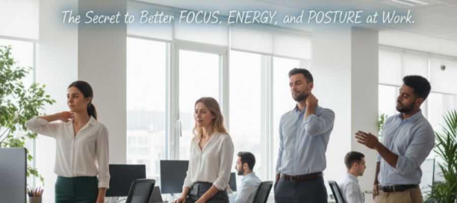 People in an office moving around.