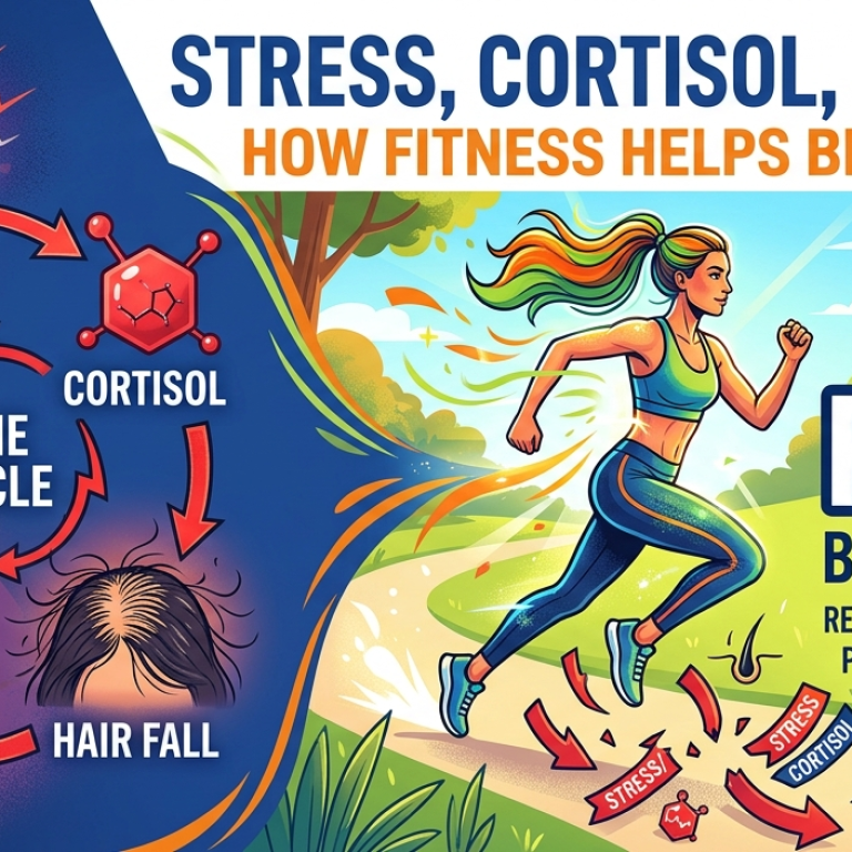 Stress, Cortisol, and Hair Fall: How Fitness Helps Break the Cycle