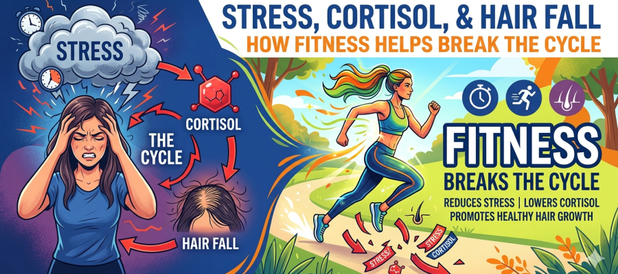 Stress, Cortisol, and Hair Fall: How Fitness Helps Break the Cycle
