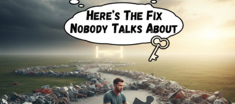 An image of a man and puzzle pieces.