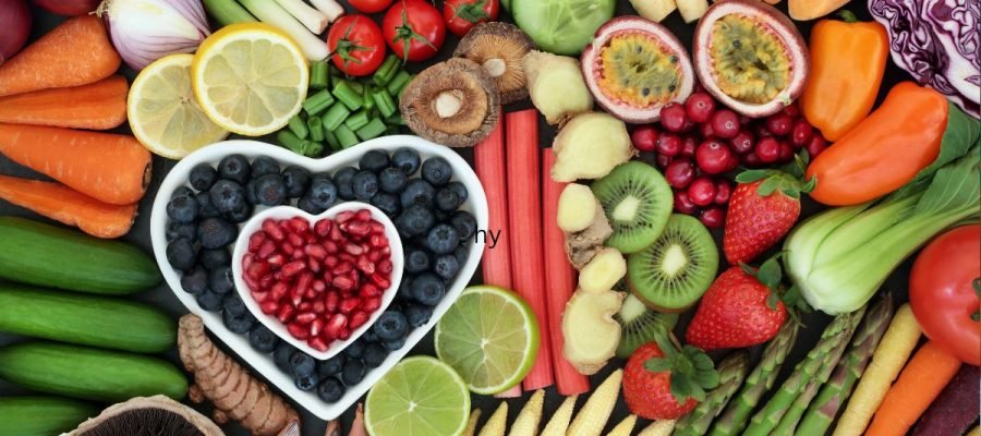 A table of fruits and vegetables